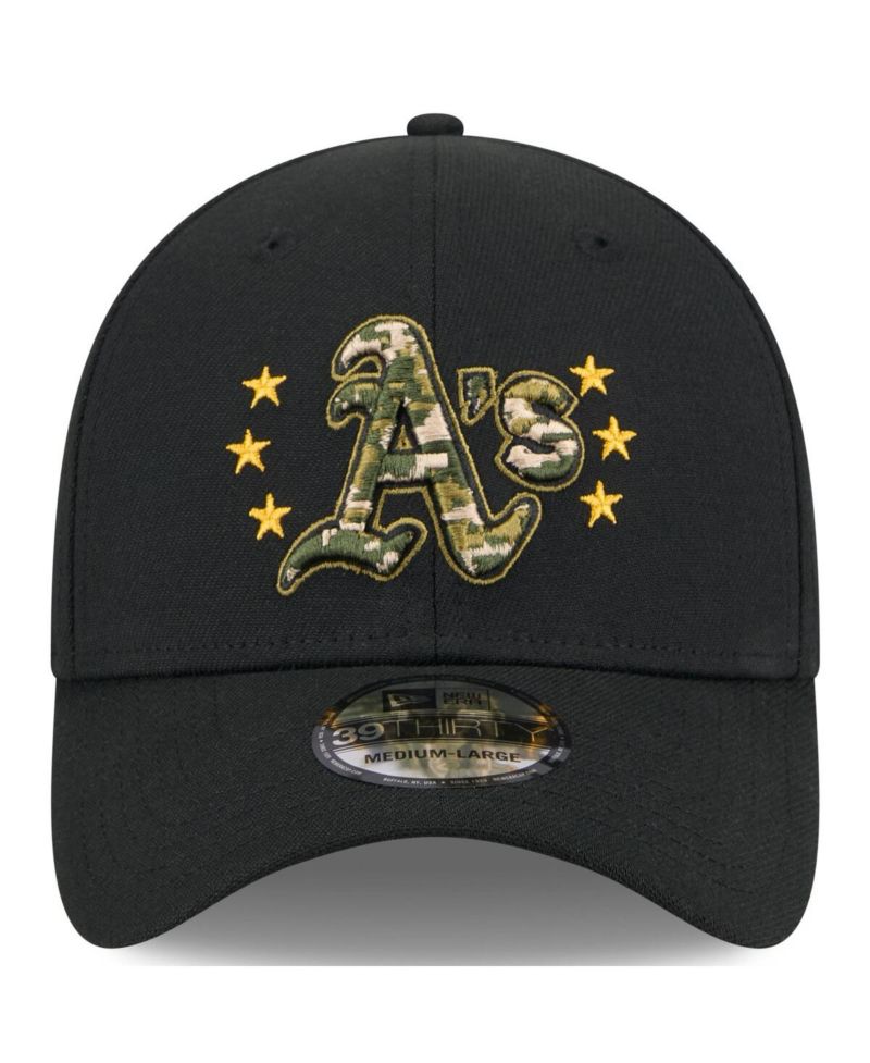 Men's Black Oakland Athletics 2024 Armed Forces Day 39THIRTY Flex Hat
