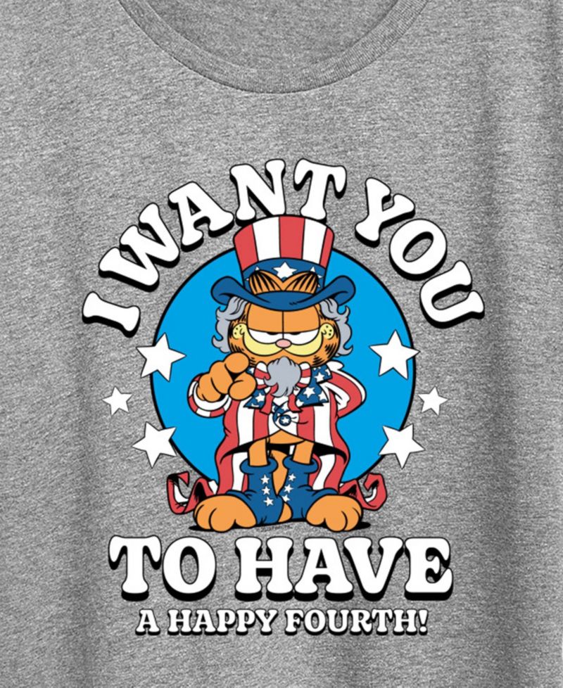 Plus Size Garfield Want You to Have Happy Fourth Short-Sleeve Graphic T-Shirt