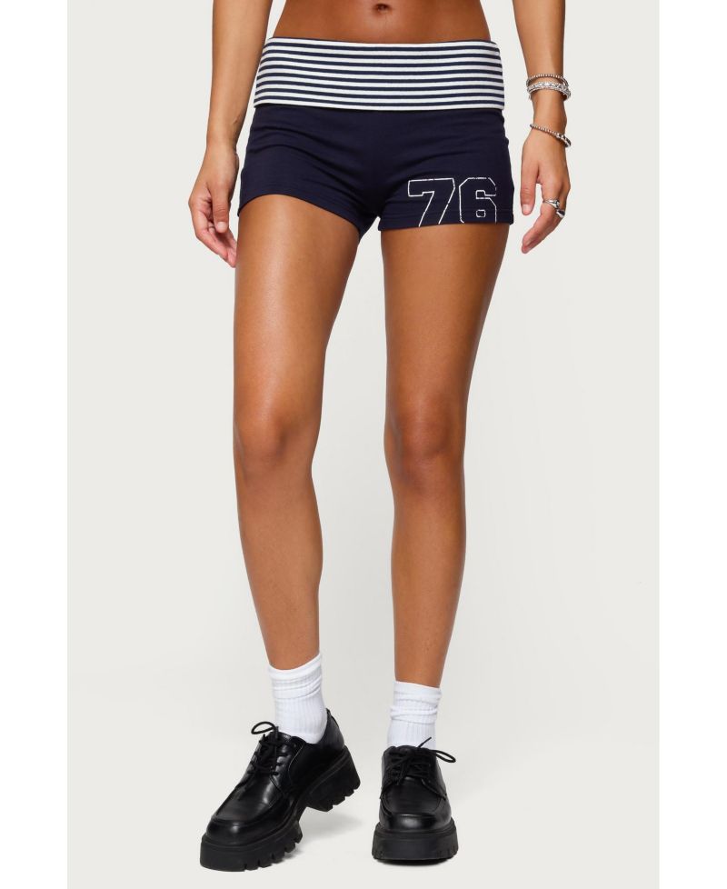 Women's 76 Stripey Fold Over Shorts