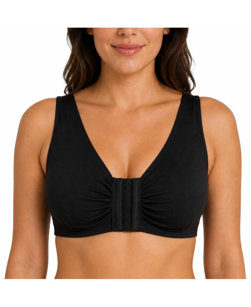 Women's Ease Cotton Front Closure Bra for Mastectomy 2-Pack