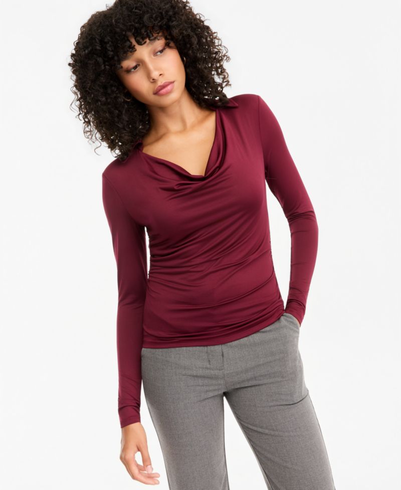 Women's Cowl-Neck Long-Sleeve Top