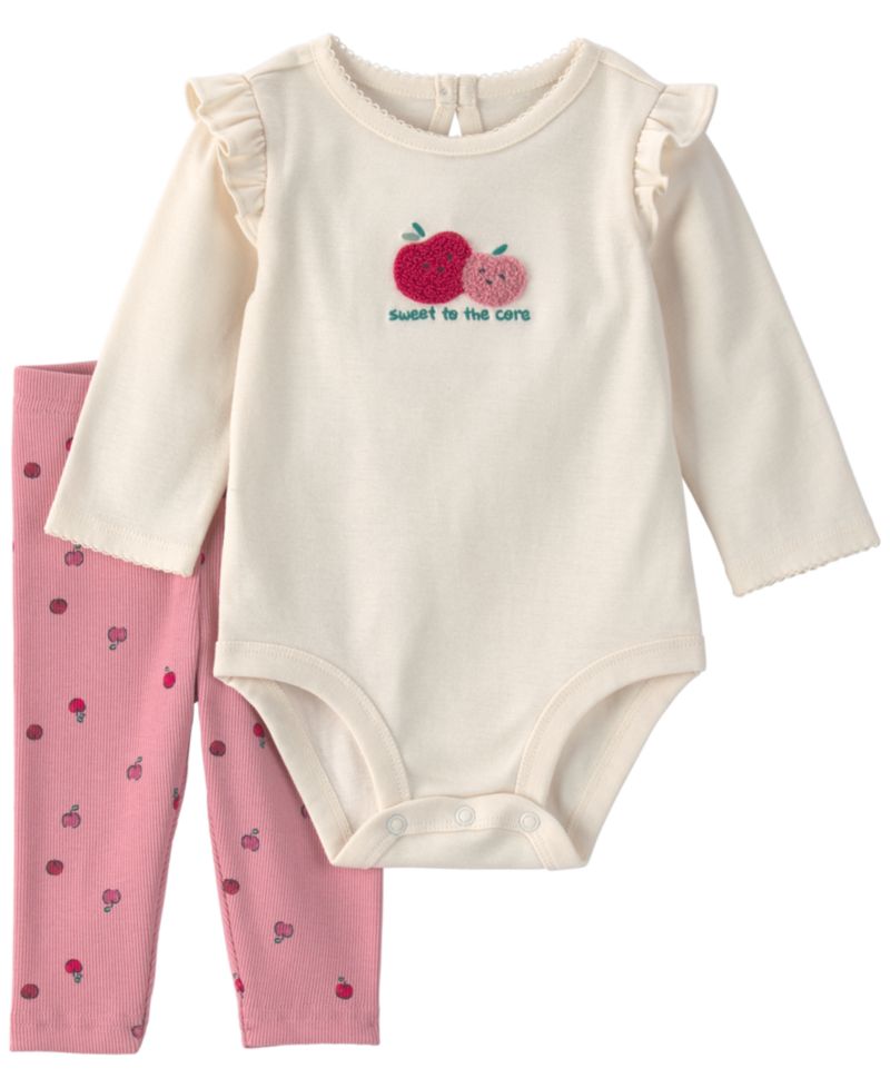 Baby Girls' Apple Bodysuit and Pants, 2-Piece Set