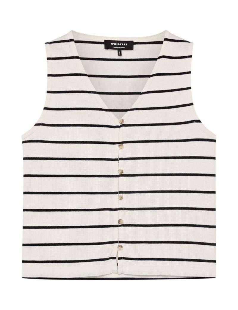 Women's Stripe Button Front Tank