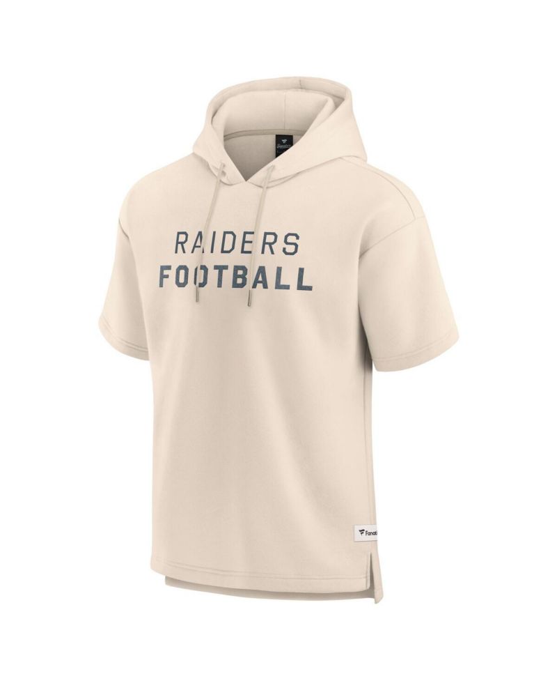 Men's Cream Las Vegas Raiders Elements Future Ground Lettering Short Sleeve Pullover Hoodie