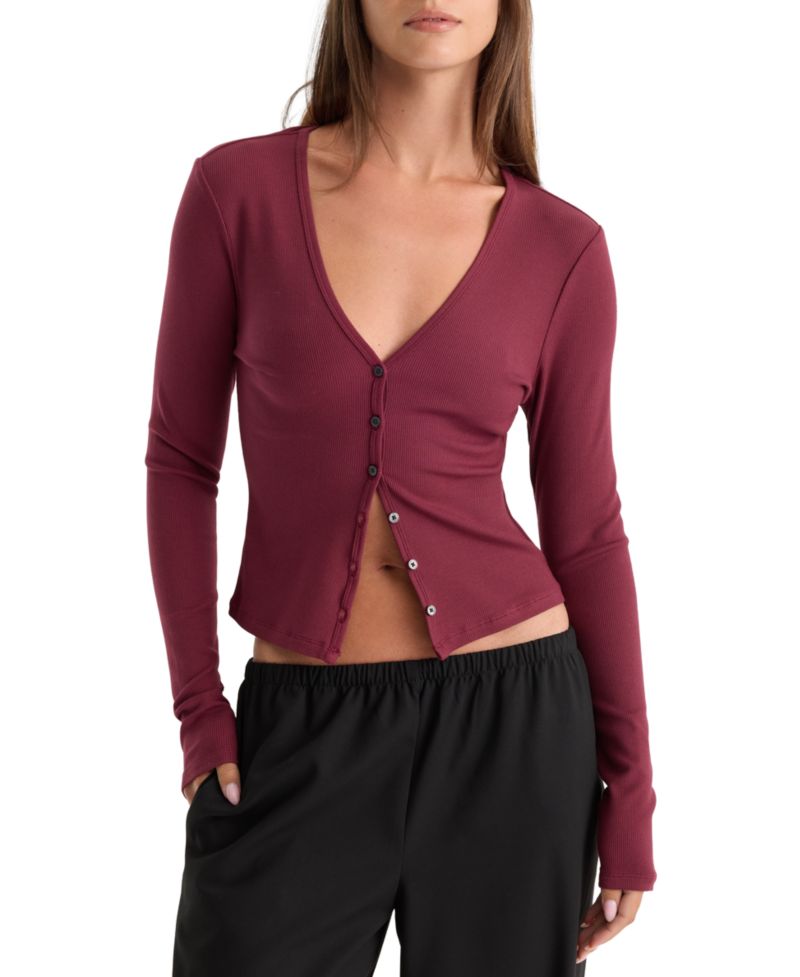 Women's Rib V-Neck Cardigan