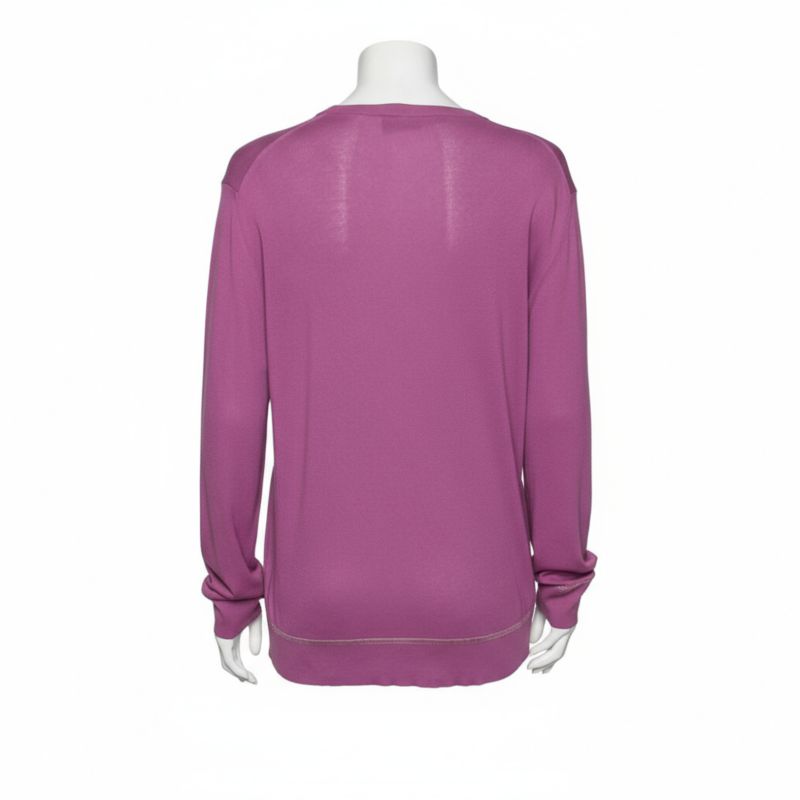 Women's Purple Knit Greca Detailed Long Sleeve Sweater