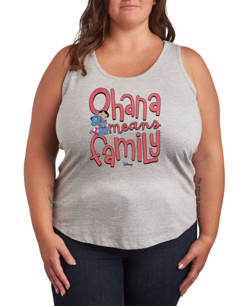 Plus Size Lilo Stitch Ohana Means Family Graphic Tank Top