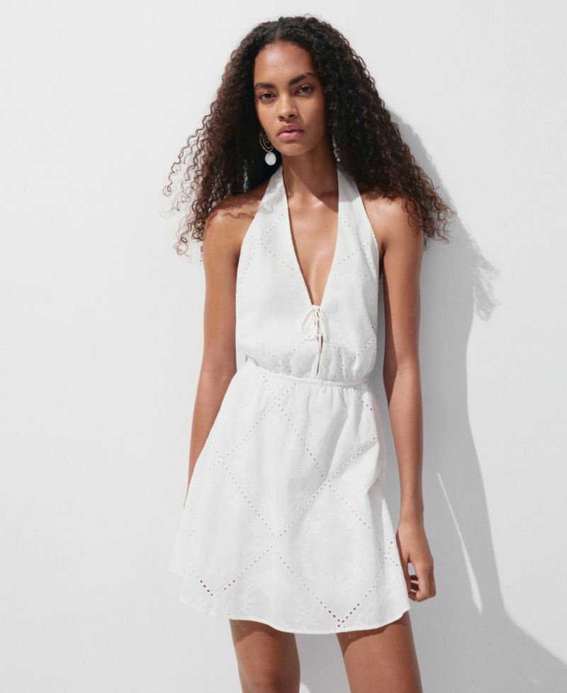 Women's Openwork Embroidery A-Line Dress