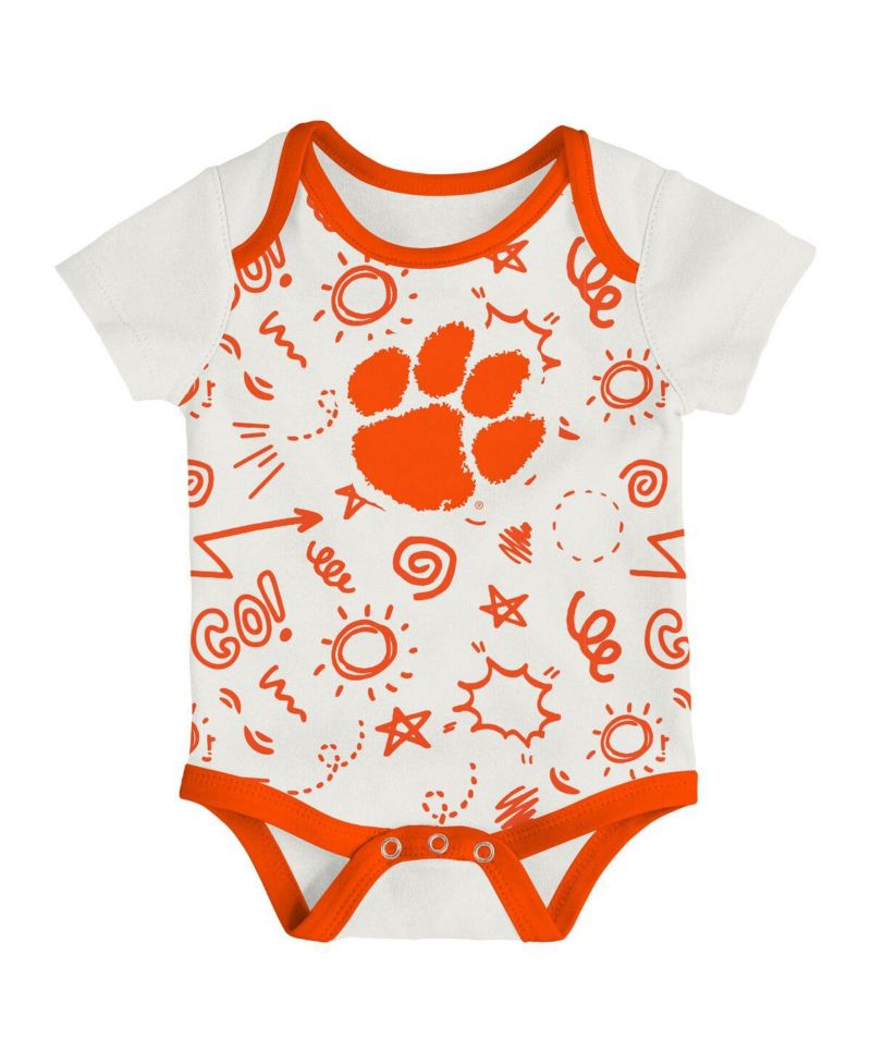 Baby Boys and Girls 3-Pack Clemson Tigers All Day Play Bodysuit Set