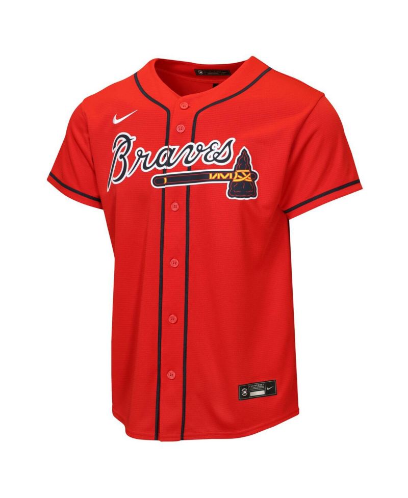 Big Boys and Girls Red Atlanta Braves Alternate Replica Jersey
