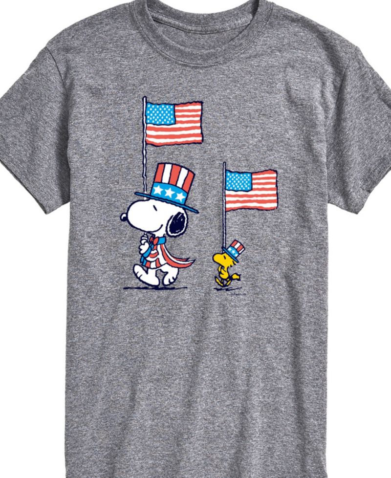 Men's Peanuts Snoopy Woodstock Flag March Short Sleeve T-Shirt