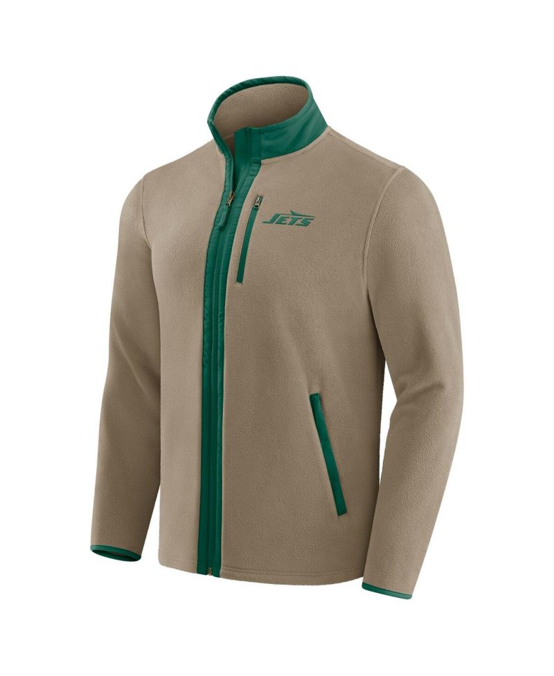Darius Rucker Collection by x NFL Men's Tan New York Jets Heavyweight Polar Fleece Full-Zip Jacket