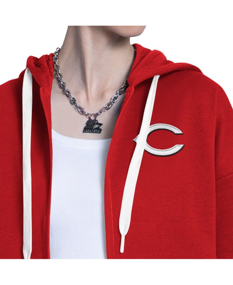 Women's Red/Heather Gray Cincinnati Reds Wishbone Full-Zip Hoodie