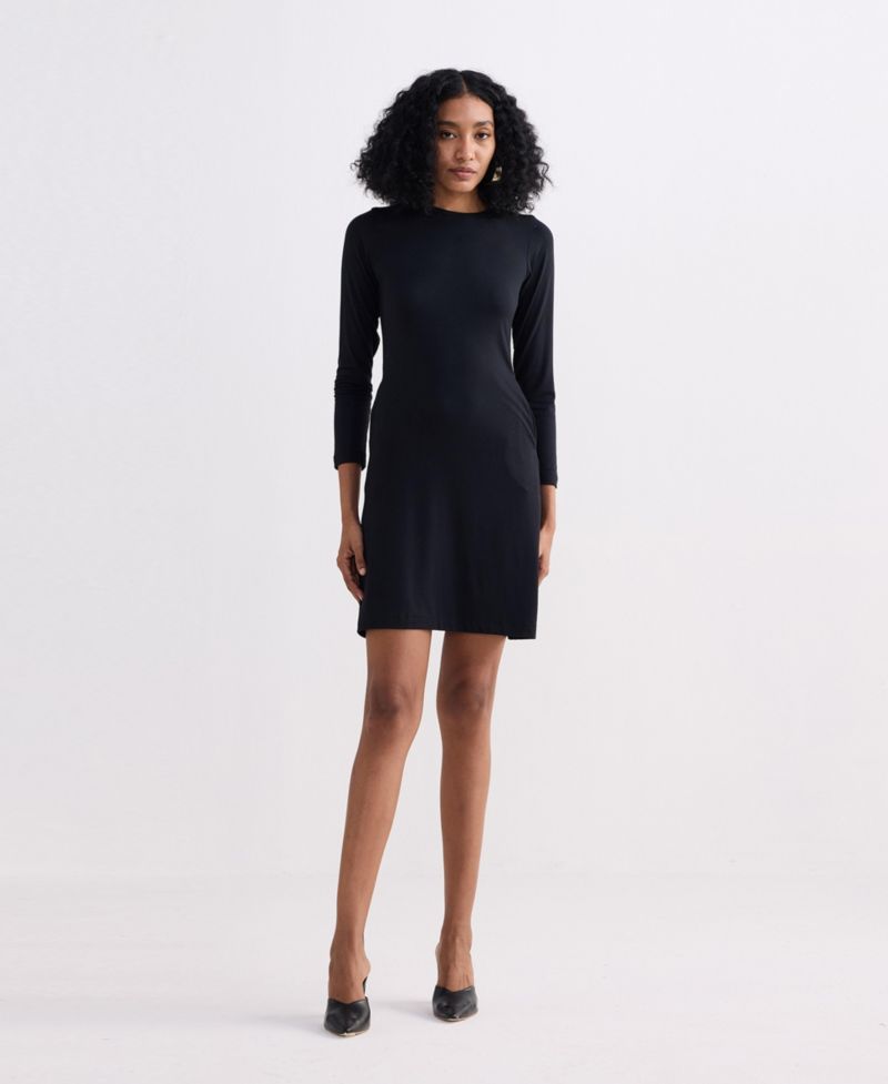 Women's Long Sleeves Fitted Short Dress in Black