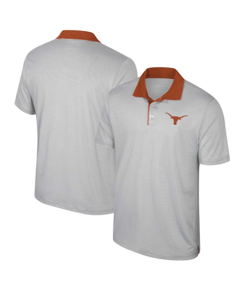 Men's Gray Texas Longhorns Big & Tall Tuck Striped Polo