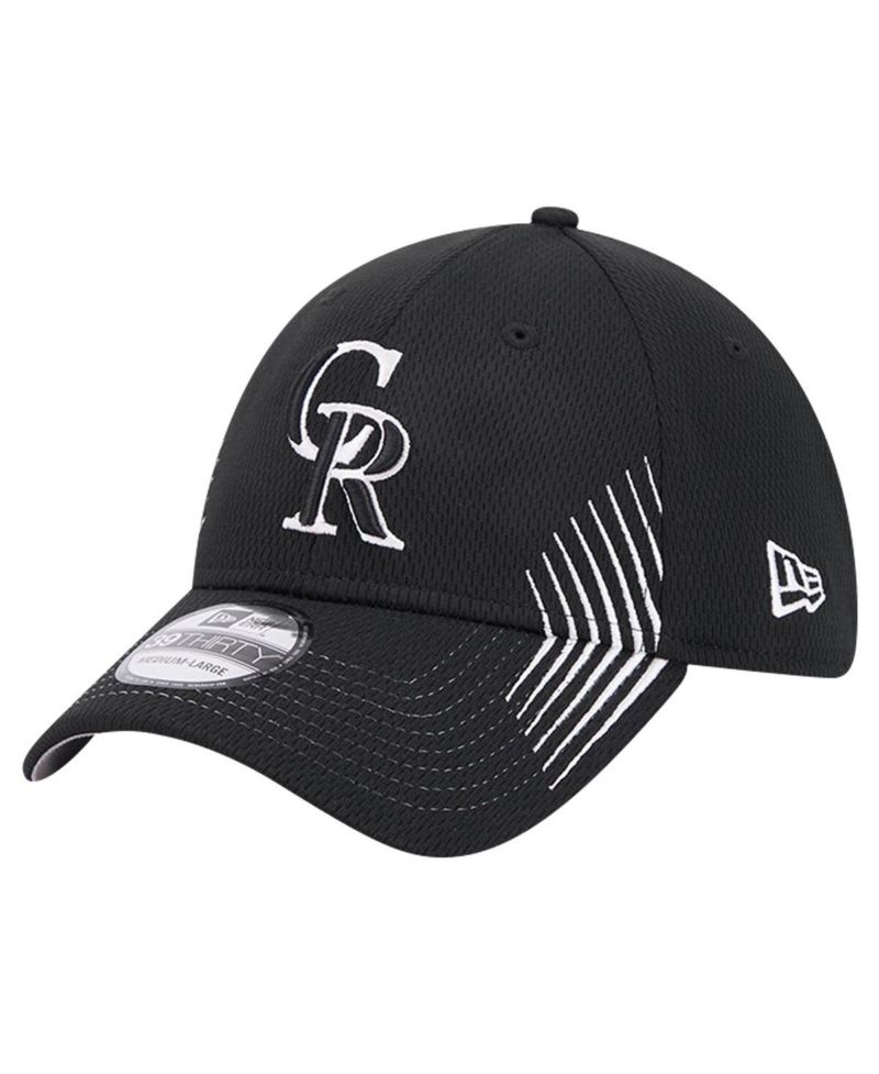 Men's Black Colorado Rockies Active Dash Mark 39THIRTY Flex Hat
