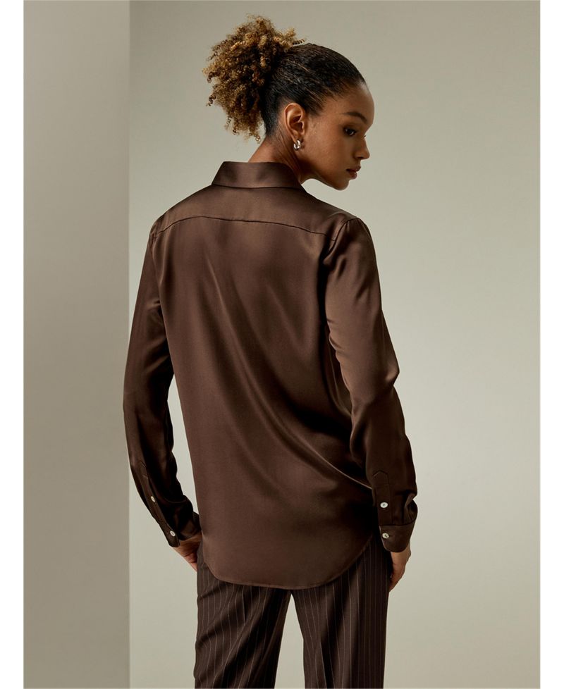 Women's Spread Collar Silk Shirt