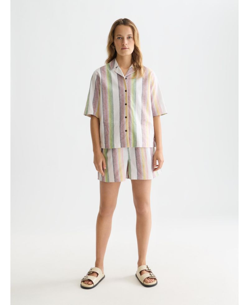 Women's Striped Shirt Sleeve Shirt