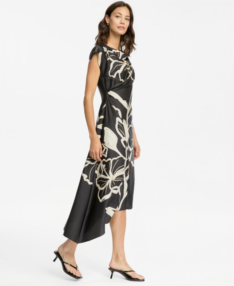 Women's Cap-Sleeve Asymmetric-Hem Dress