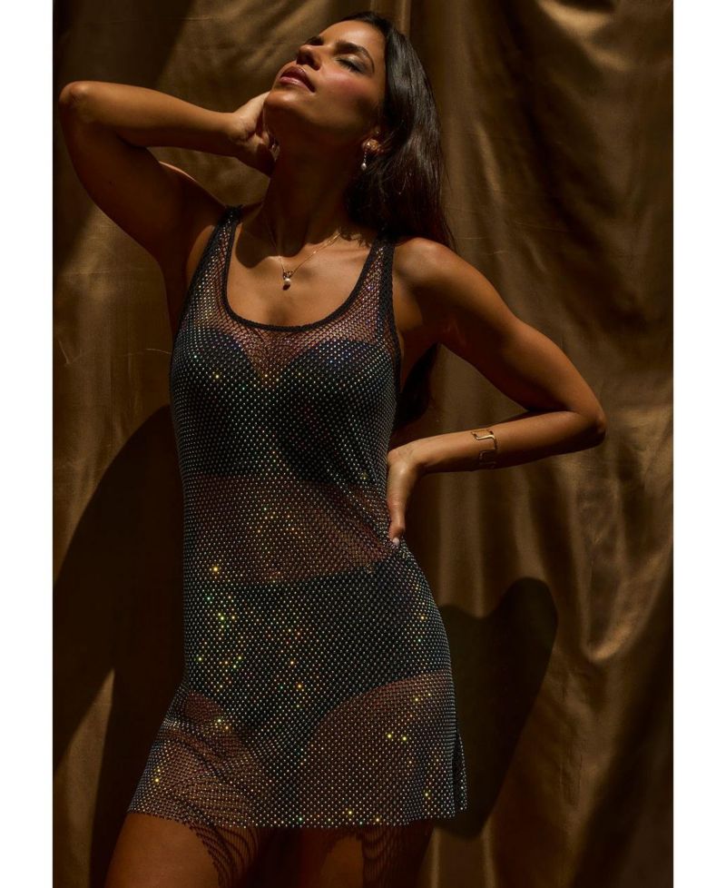 Women's Rhinestone Mesh Everyday Comfort Negligee