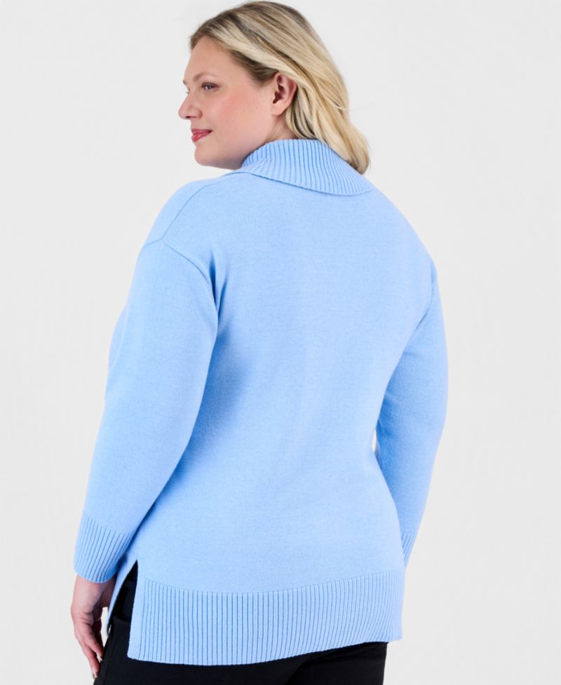 Petite Shawl Collar Cotton-Blend Sweater