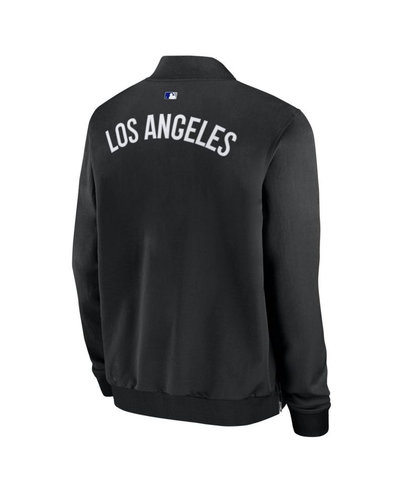 Men's Anthracite Los Angeles Dodgers Authentic Collection Dugout Full-Zip Bomber Jacket