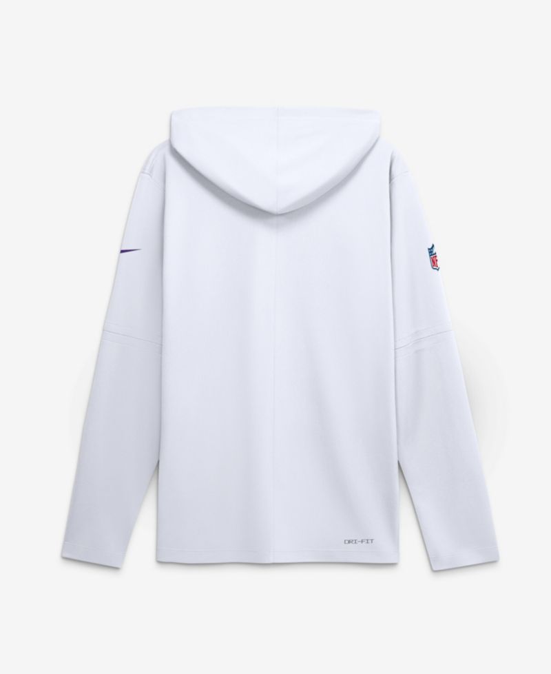 Men's White Minnesota Vikings Sideline Lightweight Long Sleeve Hooded Dri-FIT T-Shirt