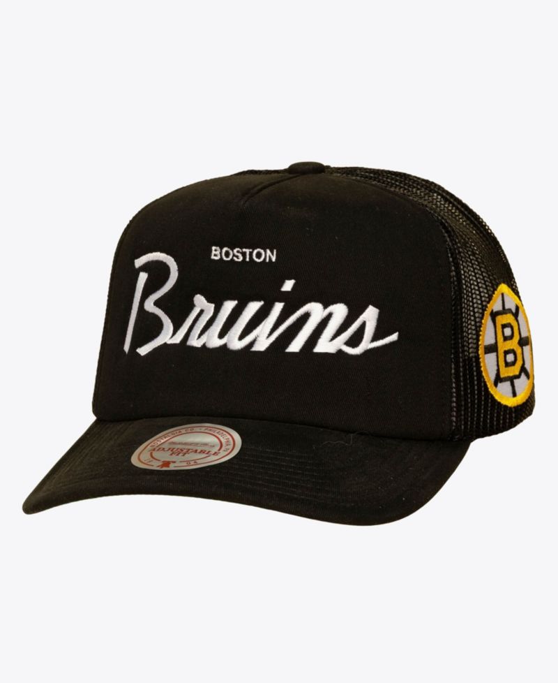 Men's Black Boston Bruins Head Coach Trucker Adjustable Hat