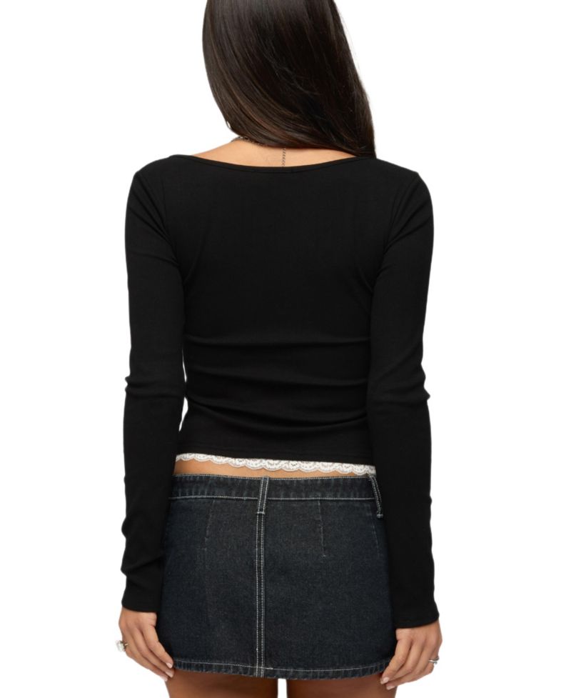 Women's Joana Layered Lacey Henley Top