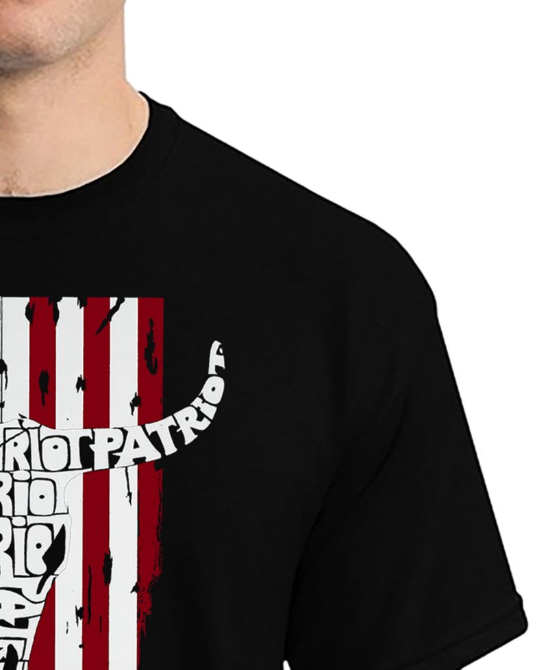Men's Patriot Cow Skull Word Art T-Shirt