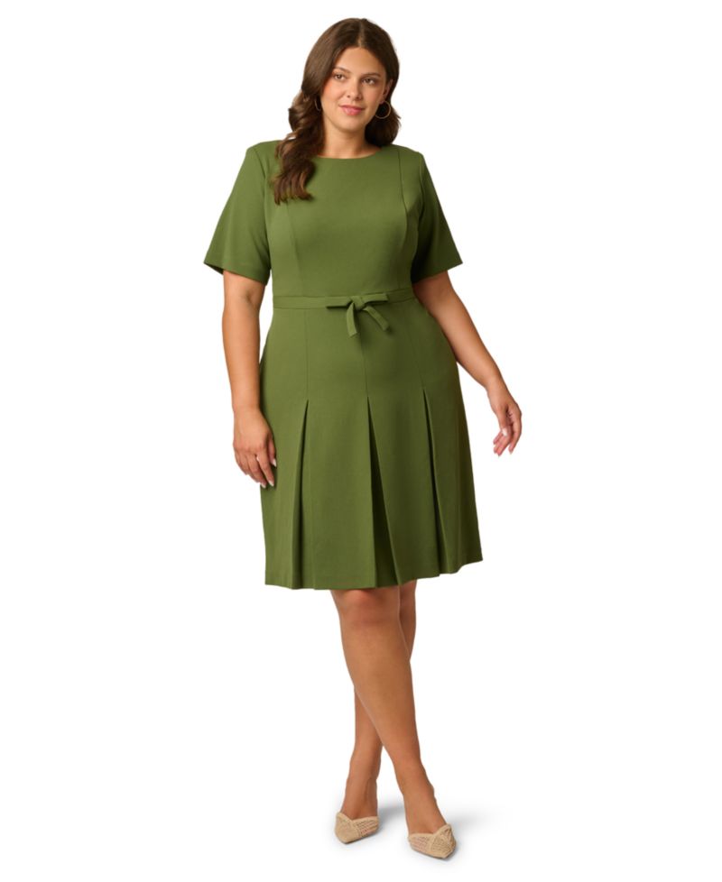 Plus Size Fit & Flare Pleated Bow Dress