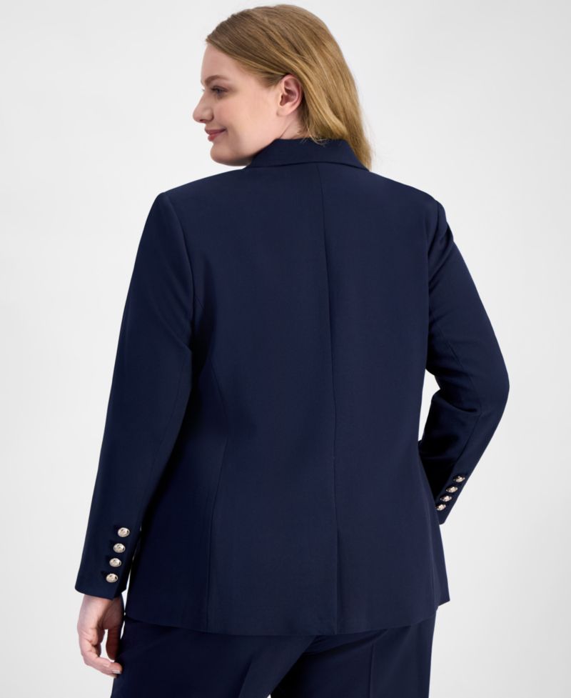 ASL Plus Size Peak-Lapel Single-Button Blazer