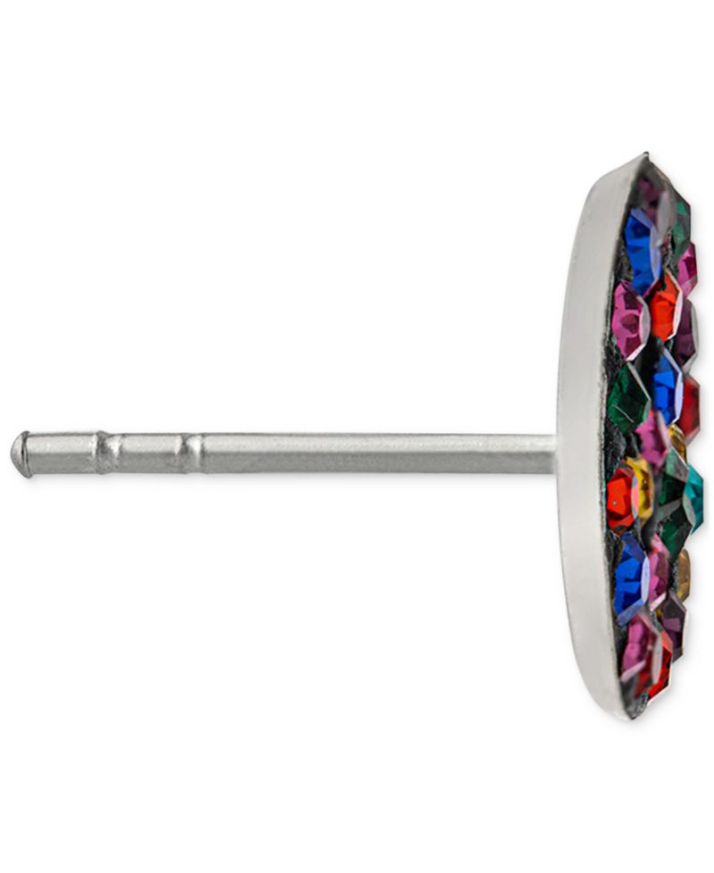Giani Bernini Crystal Rainbow Peace Sign Stud Earrings in Sterling Silver