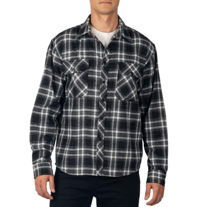 Men's Men Plaid Flannel Shirt Jacket Button Down Long Sleeve Cotton Blend Shirts