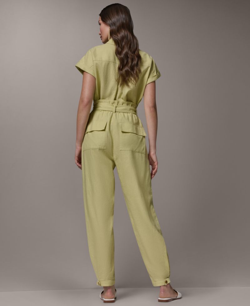 Women's Cap-Sleeve Shirt and Pleated Pant with Wide Cuff Detail