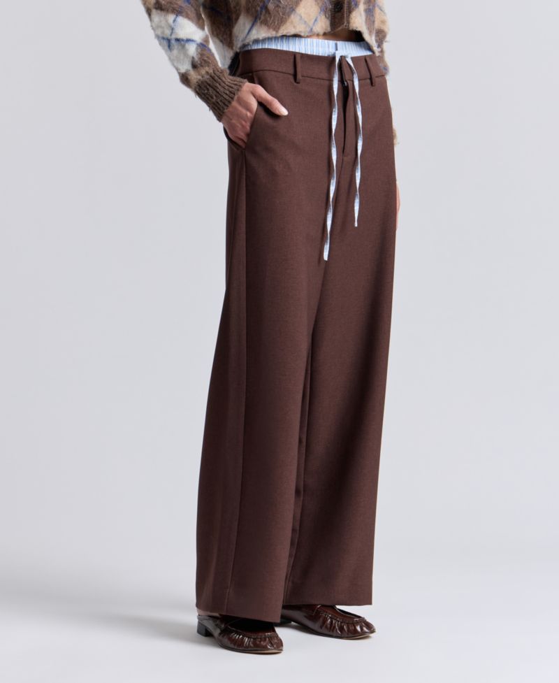 Women's Double-Waistband Wide-Leg Pants