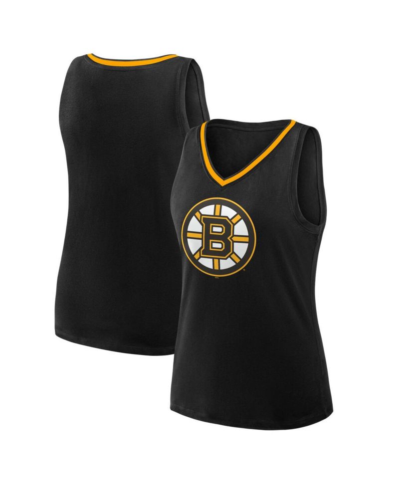 Women's Black Boston Bruins Stellar Win V-Neck Tank Top