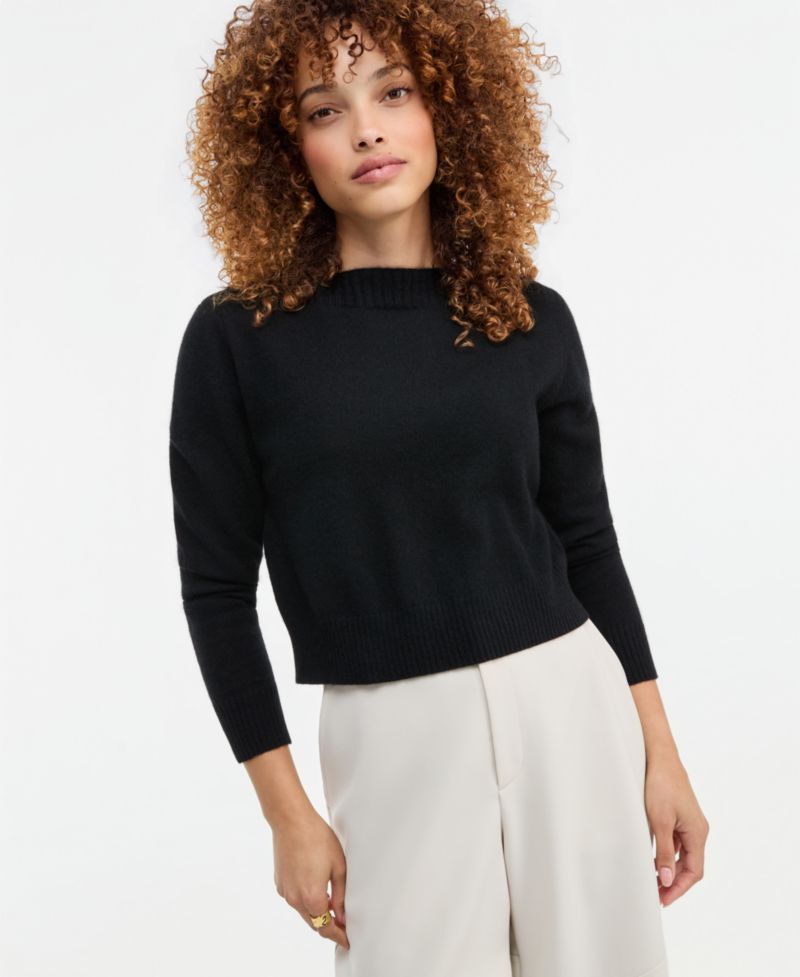 Plus Size 100% Cashmere Boat-Neck Sweater