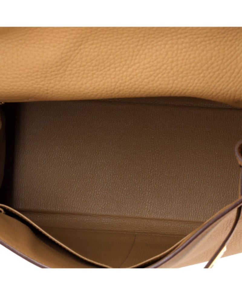 Pre-Owned Hermes Kelly 28 Handbag Brown Togo with Gold Hardware