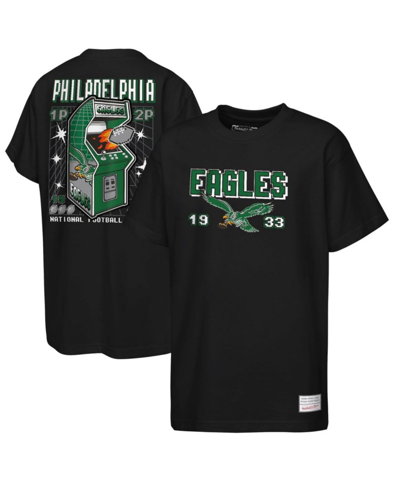 Big Boys and Girls Black Philadelphia Eagles Retro Arcade T-Shirt