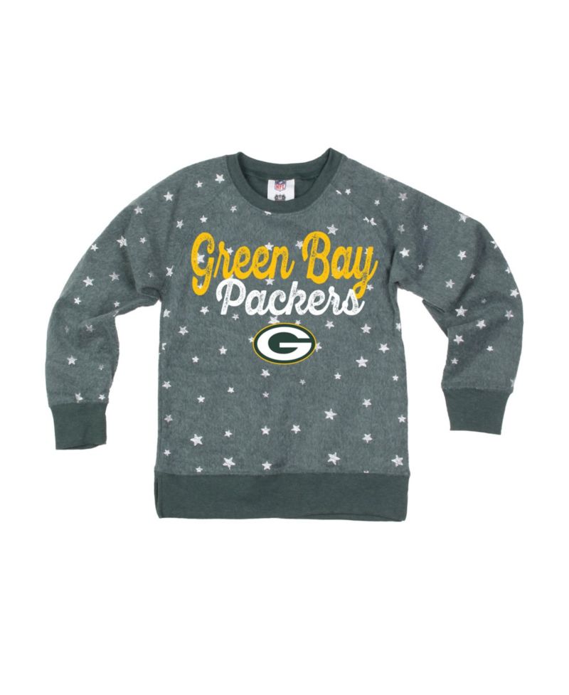 Big Girls Green Green Bay Packers Shimmer Star Reverse Sweatshirt