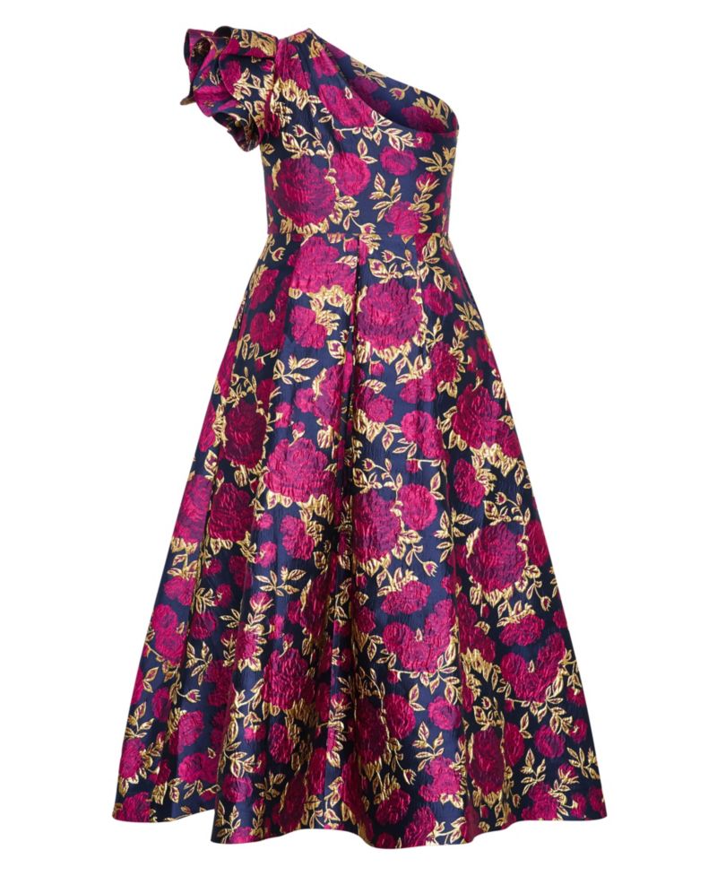 Plus Size Grand Gala One-Shoulder Jacquard Maxi Dress