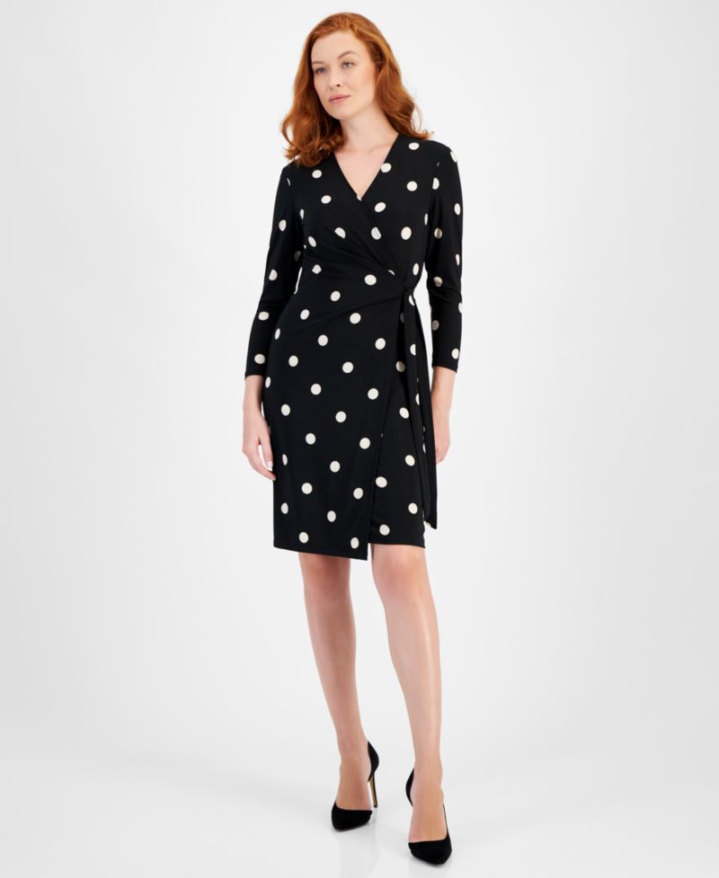Women's Printed 3/4-Sleeve Wrap Dress