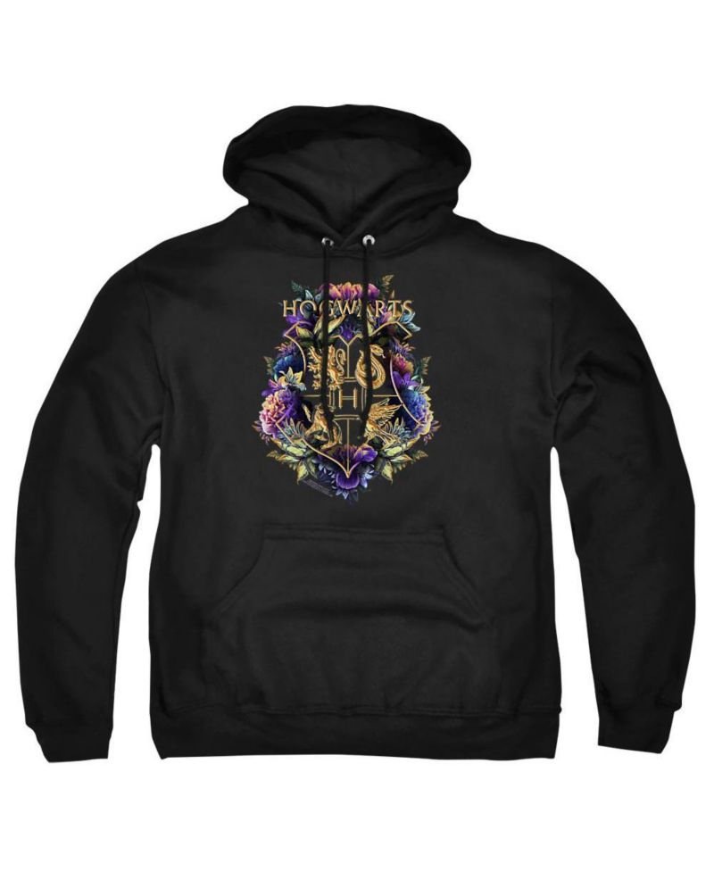 Men's Hogwarts Floral Foliage Crest Graphic Pull-Over Hoodie