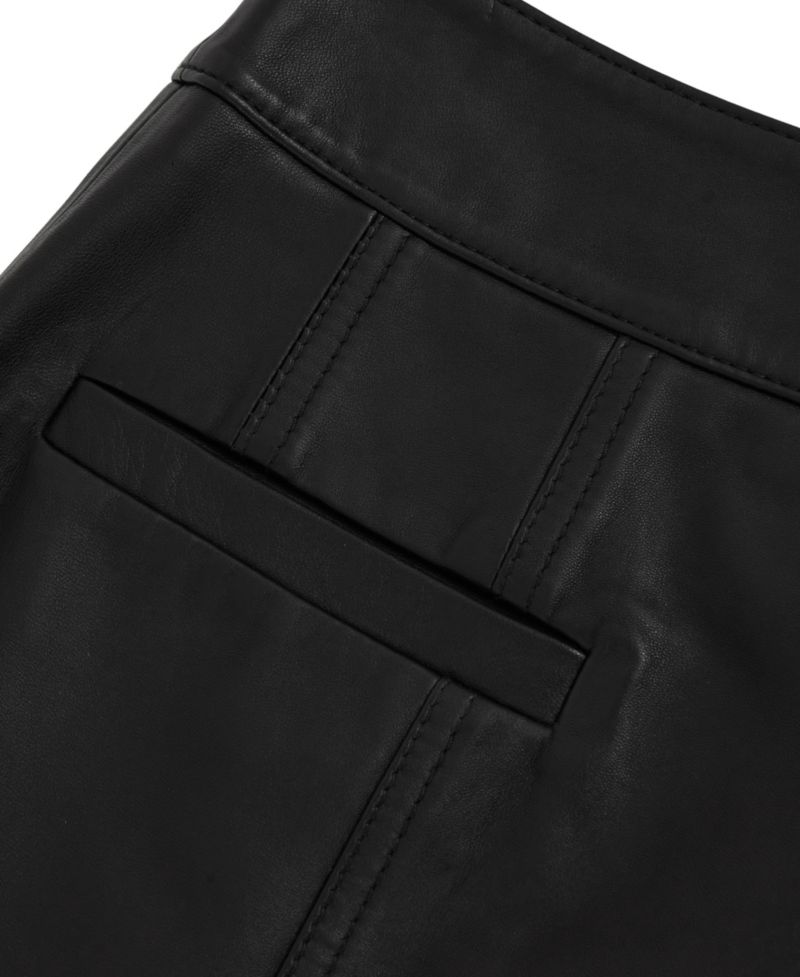 Women's Leather Welt-Pocket Mini Skirt