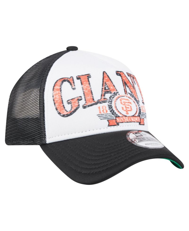 Men's Black San Francisco Giants Distressed 9FORTY A-Frame Adjustable Trucker Hat