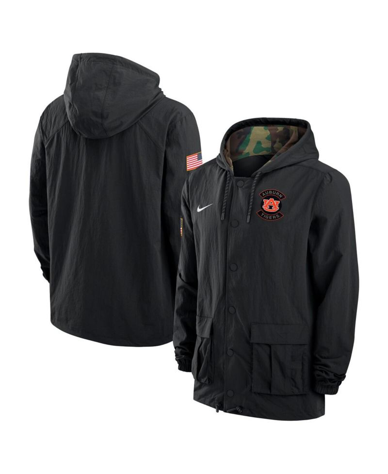 Men's Black Auburn Tigers 2025 NCAA Military Appreciation Full-Snap Jacket