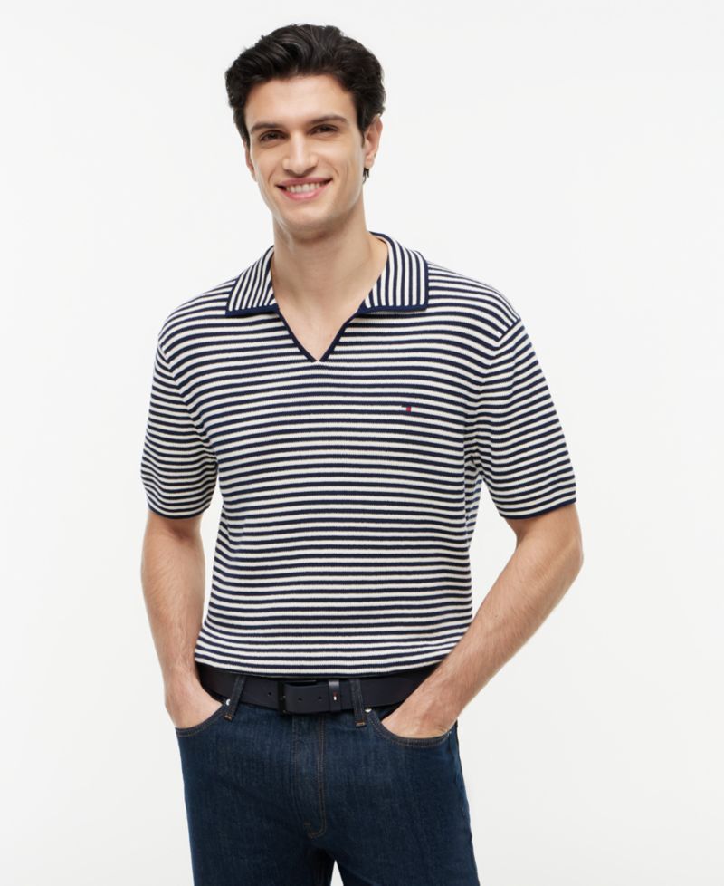 Men's Structure Short-Sleeve Johnny Collar Polo Sweater