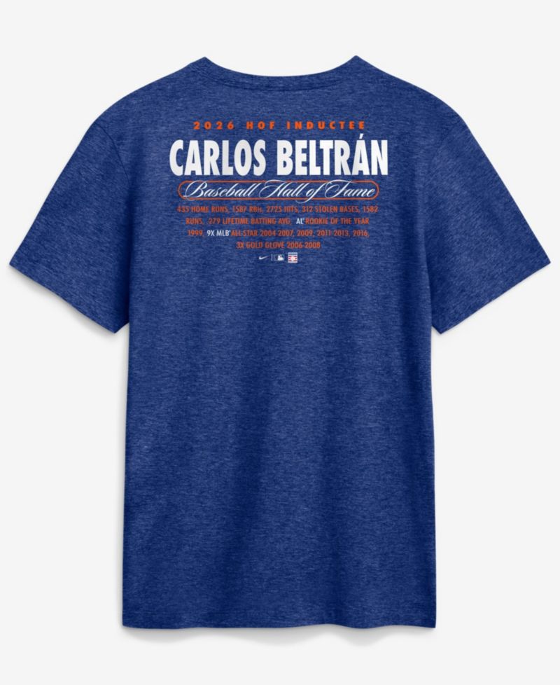 Men's Carlos Beltran Royal New York Mets 2026 Hall of Fame Stats Name Number T-Shirt