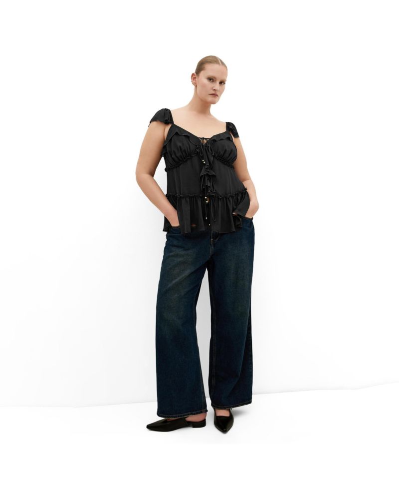 Plus Size Bryn V-Neck Frilled Tie-Front Blouse